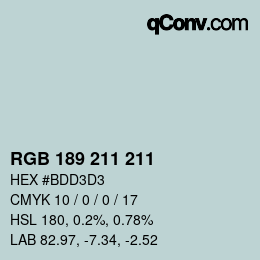 Color code: RGB 189 211 211 | qconv.com