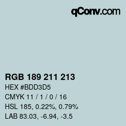 カラーコード: RGB 189 211 213 | qconv.com
