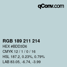 カラーコード: RGB 189 211 214 | qconv.com