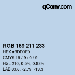 Color code: RGB 189 211 233 | qconv.com