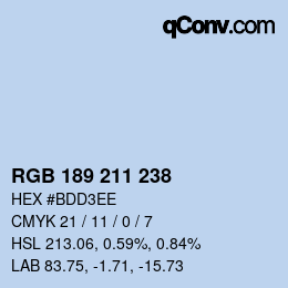 カラーコード: RGB 189 211 238 | qconv.com