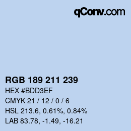 カラーコード: RGB 189 211 239 | qconv.com