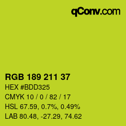 Color code: RGB 189 211 37 | qconv.com
