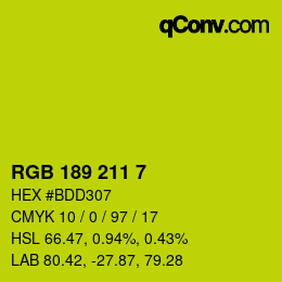 Color code: RGB 189 211 7 | qconv.com