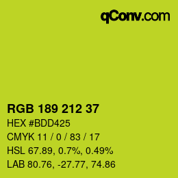 Color code: RGB 189 212 37 | qconv.com