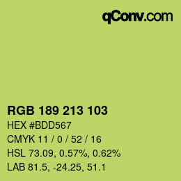 颜色代码: RGB 189 213 103 | qconv.com