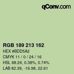 Color code: RGB 189 213 162 | qconv.com