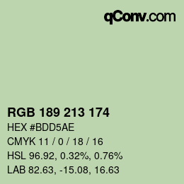 カラーコード: RGB 189 213 174 | qconv.com