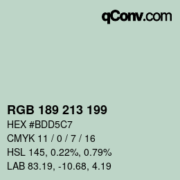 カラーコード: RGB 189 213 199 | qconv.com
