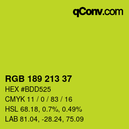 颜色代码: RGB 189 213 37 | qconv.com