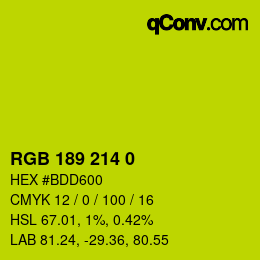 Color code: RGB 189 214 0 | qconv.com