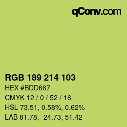 カラーコード: RGB 189 214 103 | qconv.com