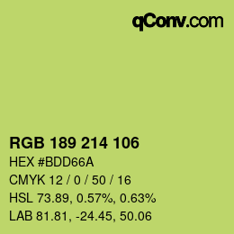 Color code: RGB 189 214 106 | qconv.com