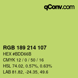 Color code: RGB 189 214 107 | qconv.com