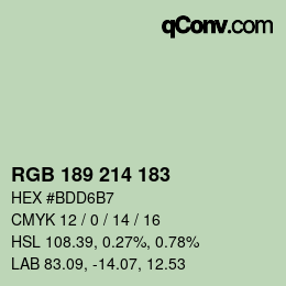 Color code: RGB 189 214 183 | qconv.com