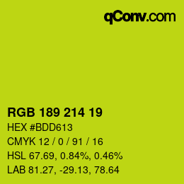Color code: RGB 189 214 19 | qconv.com