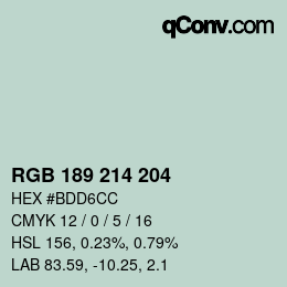 Código de color: RGB 189 214 204 | qconv.com