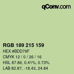 Color code: RGB 189 215 159 | qconv.com