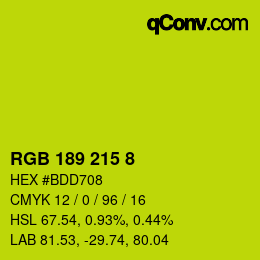 カラーコード: RGB 189 215 8 | qconv.com