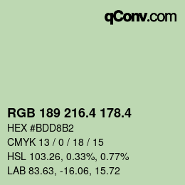 カラーコード: RGB 189 216.4 178.4 | qconv.com
