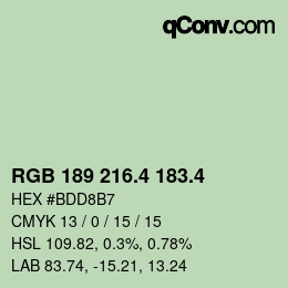 カラーコード: RGB 189 216.4 183.4 | qconv.com
