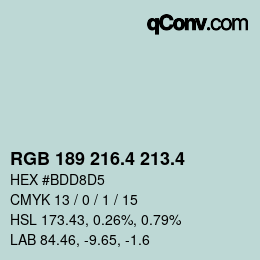 カラーコード: RGB 189 216.4 213.4 | qconv.com