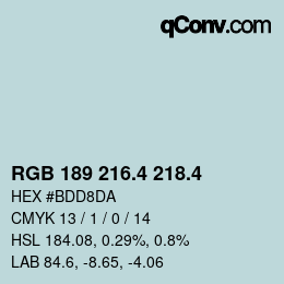 カラーコード: RGB 189 216.4 218.4 | qconv.com