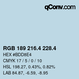 カラーコード: RGB 189 216.4 228.4 | qconv.com