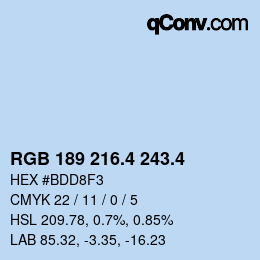 カラーコード: RGB 189 216.4 243.4 | qconv.com