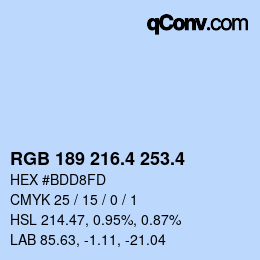 カラーコード: RGB 189 216.4 253.4 | qconv.com