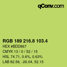 カラーコード: RGB 189 216.8 103.4 | qconv.com