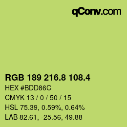 カラーコード: RGB 189 216.8 108.4 | qconv.com