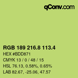 カラーコード: RGB 189 216.8 113.4 | qconv.com