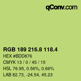 カラーコード: RGB 189 216.8 118.4 | qconv.com