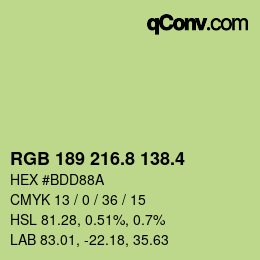 カラーコード: RGB 189 216.8 138.4 | qconv.com