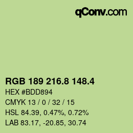 カラーコード: RGB 189 216.8 148.4 | qconv.com