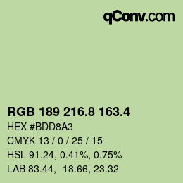 カラーコード: RGB 189 216.8 163.4 | qconv.com
