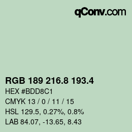 カラーコード: RGB 189 216.8 193.4 | qconv.com