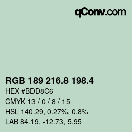 カラーコード: RGB 189 216.8 198.4 | qconv.com