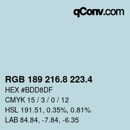 カラーコード: RGB 189 216.8 223.4 | qconv.com