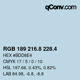 カラーコード: RGB 189 216.8 228.4 | qconv.com