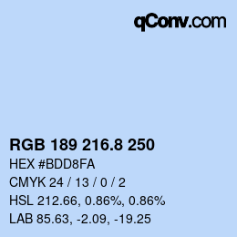 カラーコード: RGB 189 216.8 250 | qconv.com