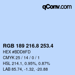カラーコード: RGB 189 216.8 253.4 | qconv.com