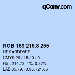 カラーコード: RGB 189 216.8 255 | qconv.com