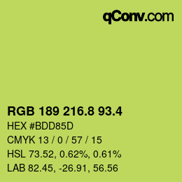 カラーコード: RGB 189 216.8 93.4 | qconv.com