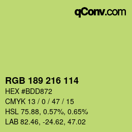 Color code: RGB 189 216 114 | qconv.com
