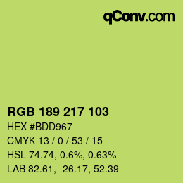 Color code: RGB 189 217 103 | qconv.com
