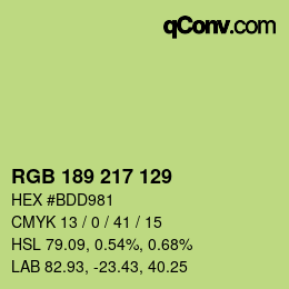 カラーコード: RGB 189 217 129 | qconv.com