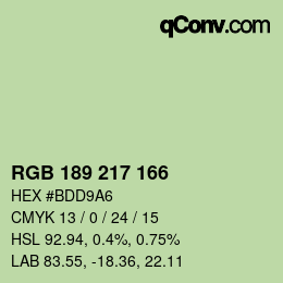 Color code: RGB 189 217 166 | qconv.com