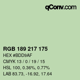 カラーコード: RGB 189 217 175 | qconv.com